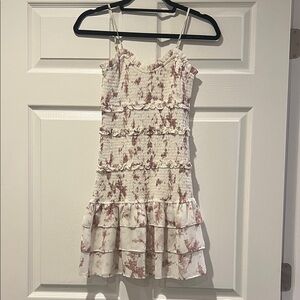 Storia Cream and Pink Ruffle Dress Size S